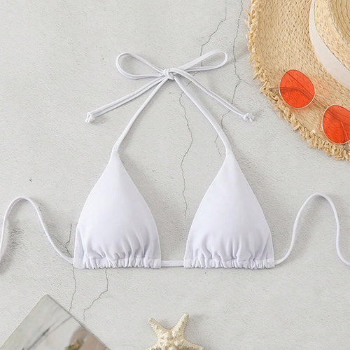 Damen Dreieck-Bikini mit raffinierten Bindebändern und animalischem Druck EB