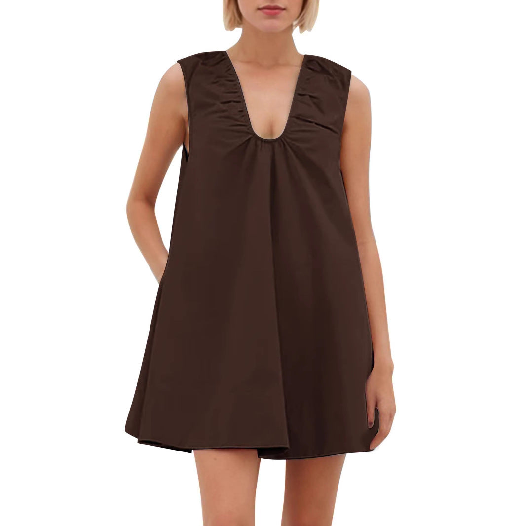 Damen Lässiges Sommerkleid mit Rüschen-Ausschnitt EB