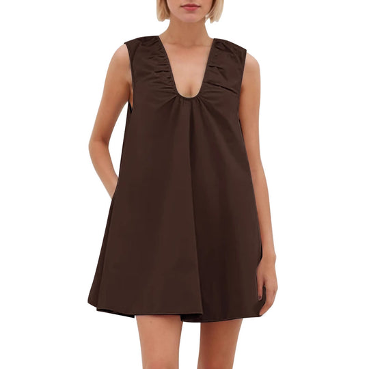 Damen Lässiges Sommerkleid mit Rüschen-Ausschnitt EB