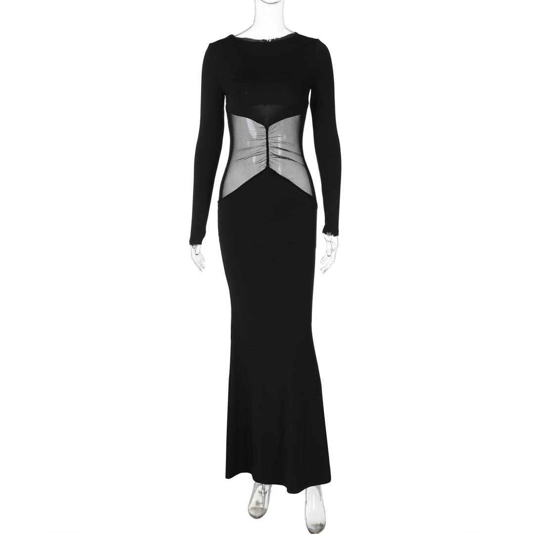 Damen Elegantes Maxikleid mit transparenter Taillenpartie EB