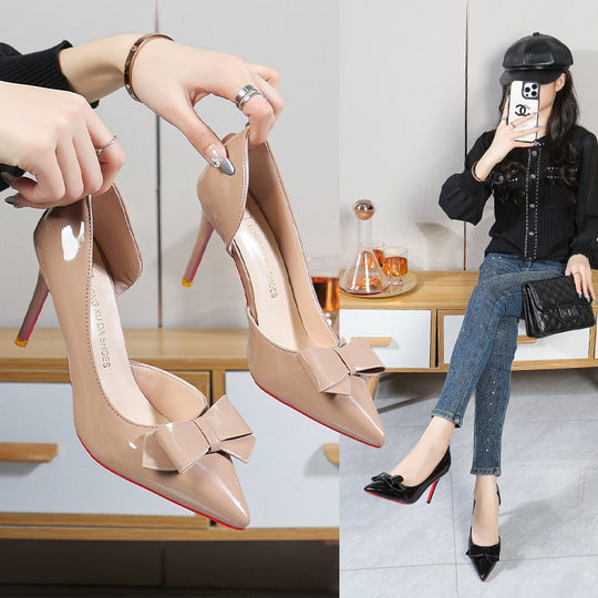 Damen elegante Pumps mit zierlichem Schleifenakzent EB