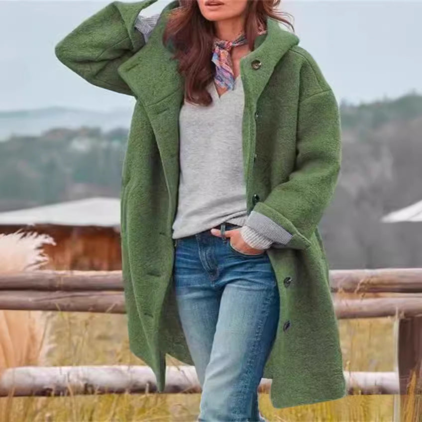 Damen Oversize-Wollmantel mit praktischen Taschen EB