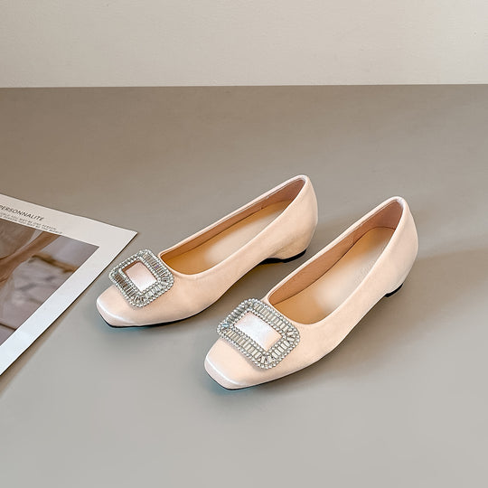 Damen Ballerina-Schuhe mit funkelnder Schnallenverzierung und weichem Obermaterial EB