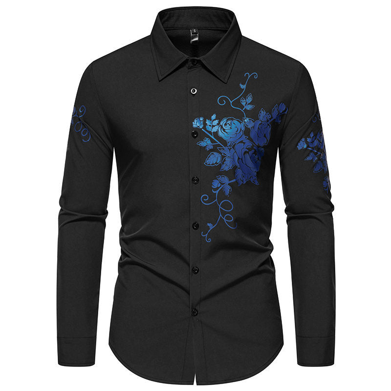 Herren Langarmhemd mit floralem Design EB