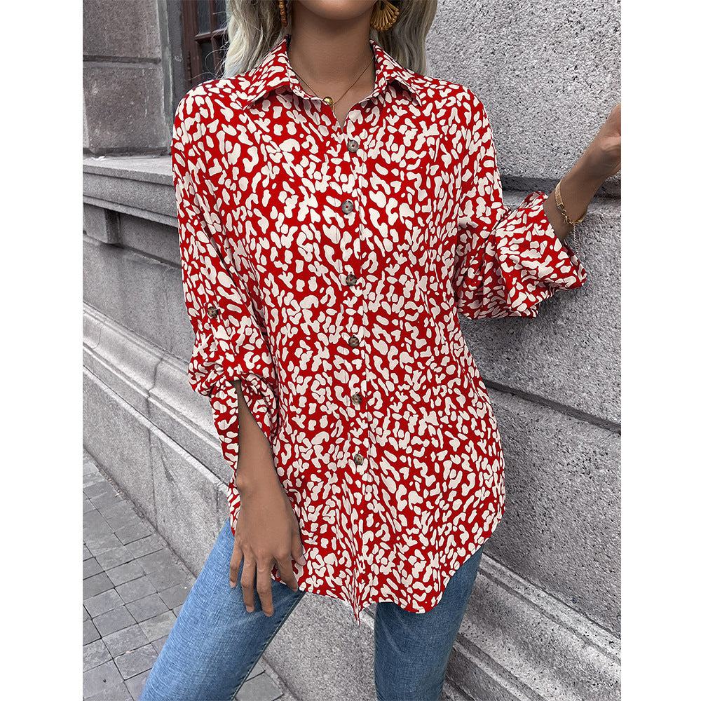 Damen luftiges Blusenshirt mit Animal-Print und bequemen Schnitt EB