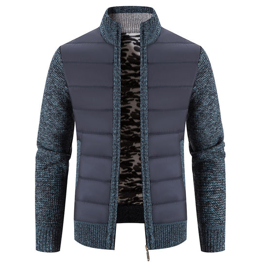 Herren hybride Steppjacke mit modischem Strickdesign EB