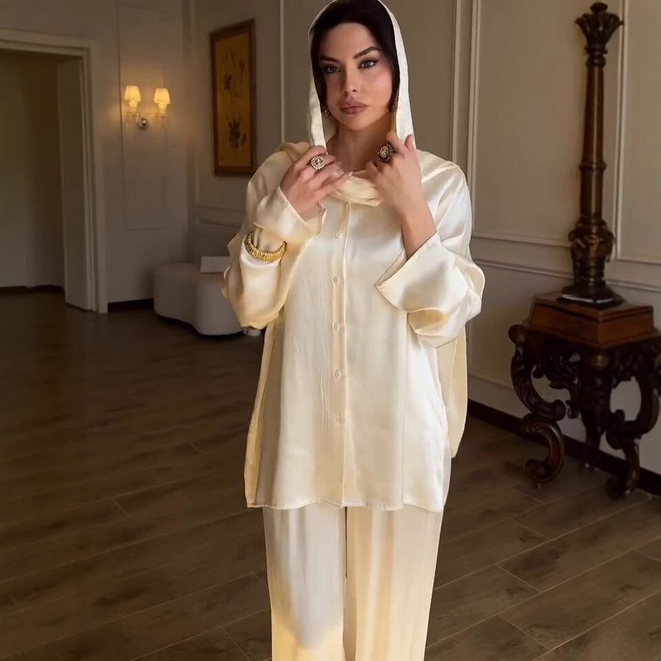 Damen luxuriöses Satin Set mit weitem Schnitt EB