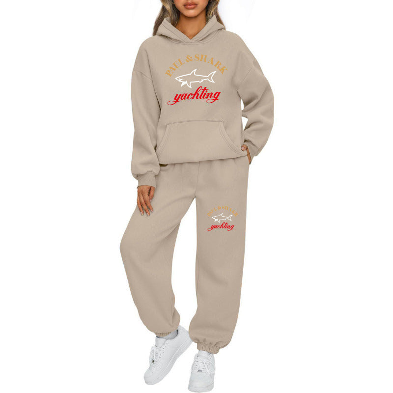 Damen nan oversized Hoodie und Jogginghose Set mit Kapuze Kängurutasche und gerippten Bündchen EB