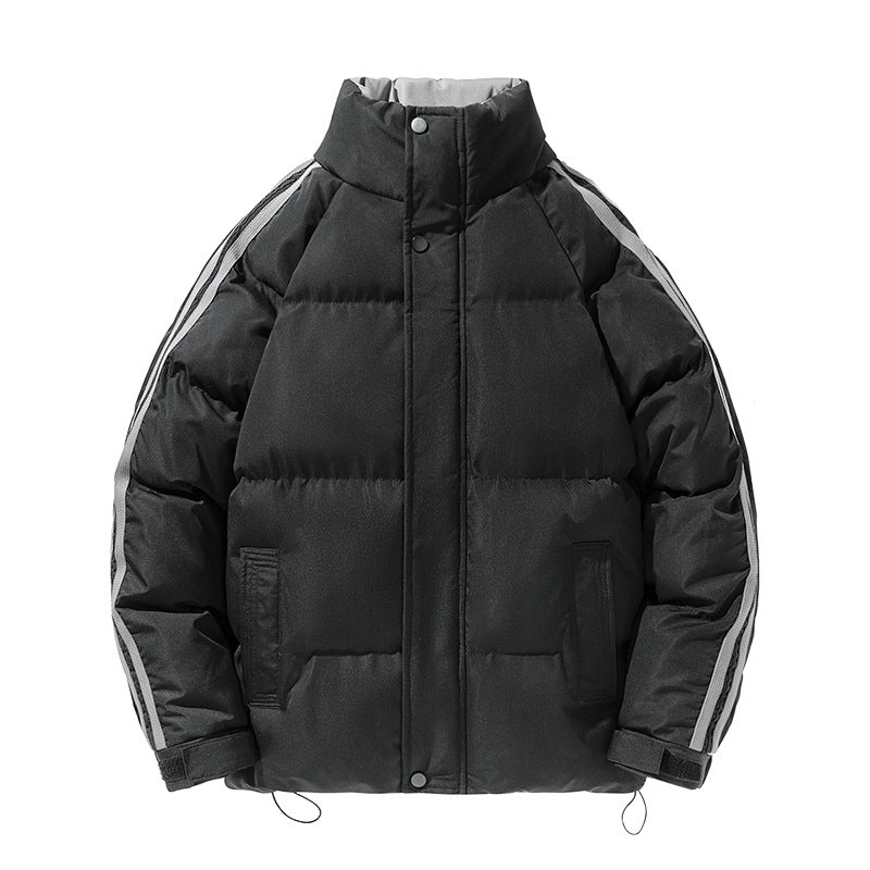 Herren sportlicher Stepp-Winterblouson mit hohem Stehkragen, Ärmelstreifen und verstellbarem Saum EB