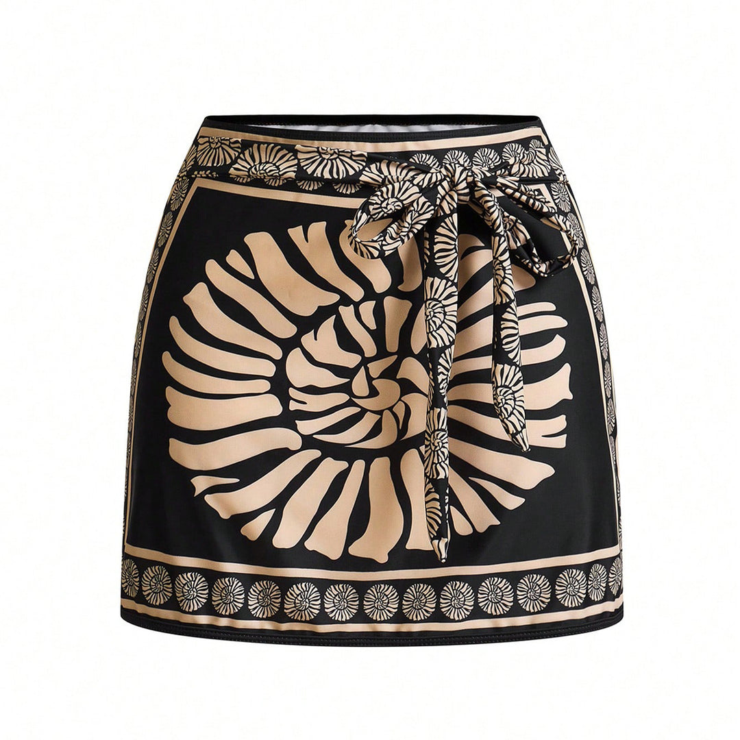 Damen Badeanzug mit eleganten Rüschendetails und passendem Saumrock EB