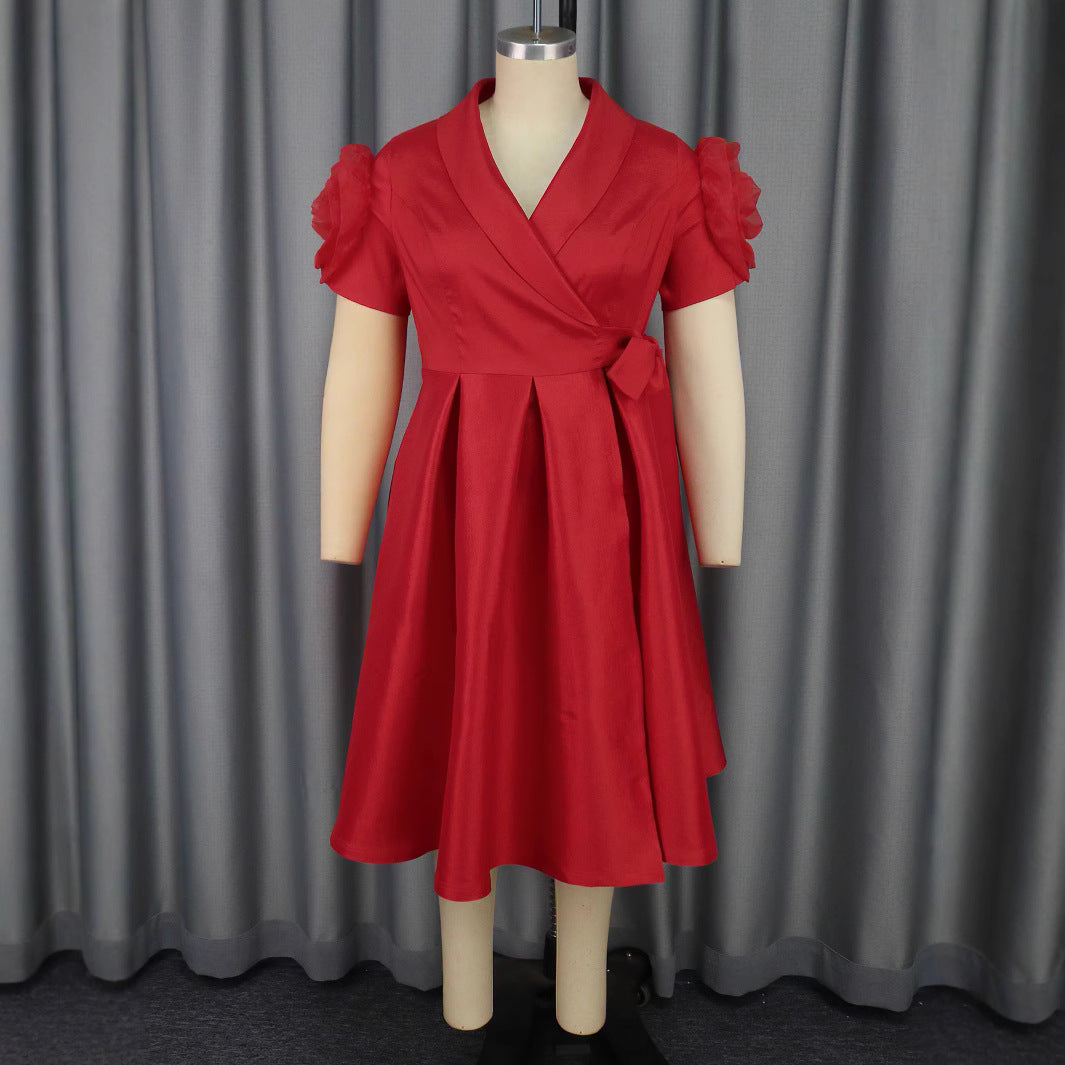 Damen Wickelkleid mit voluminösen Puffärmeln EB