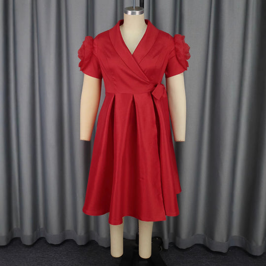 Damen Wickelkleid mit voluminösen Puffärmeln EB