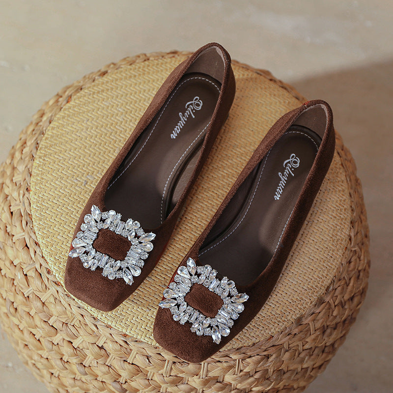 Damen Ballerinas mit funkelndem Kristallschmuck EB