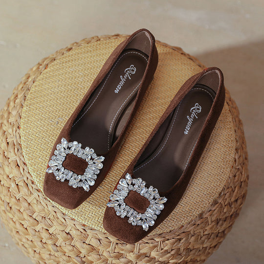 Damen Ballerinas mit funkelndem Kristallschmuck EB