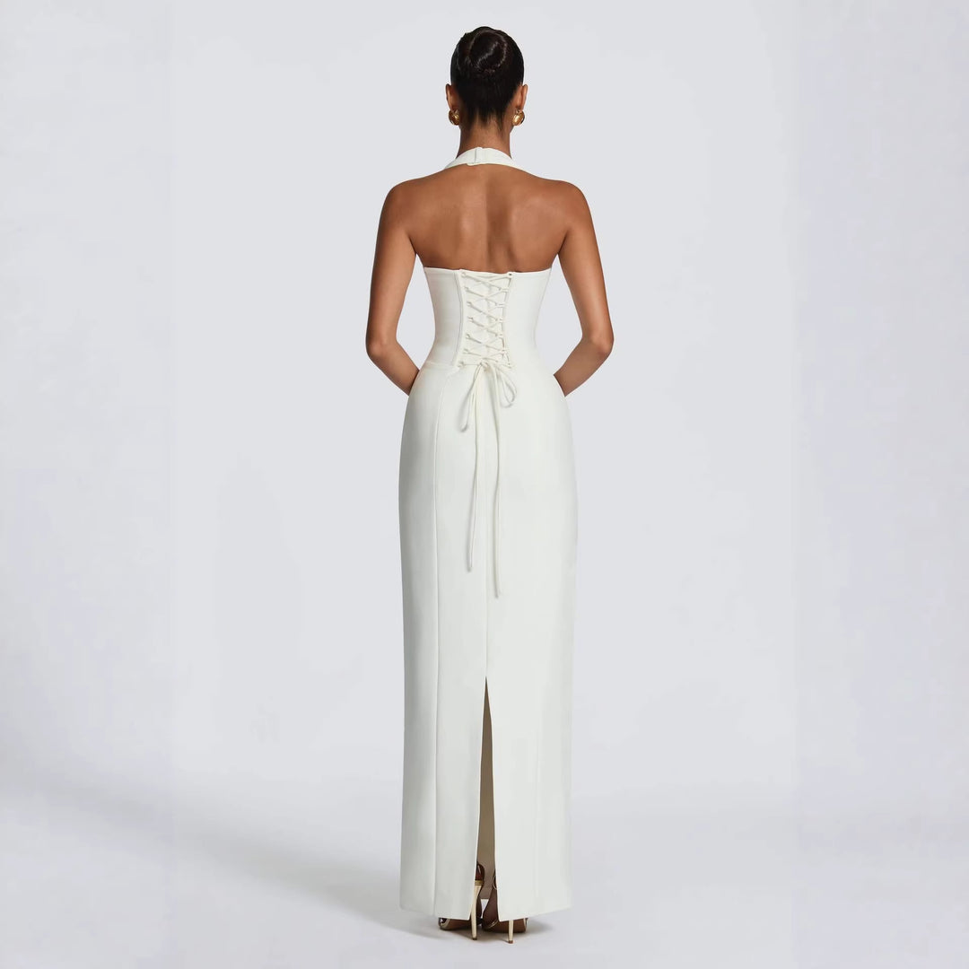 Damen Elegantes Abendkleid mit tiefem Herz-Ausschnitt und schwingendem Saum EB