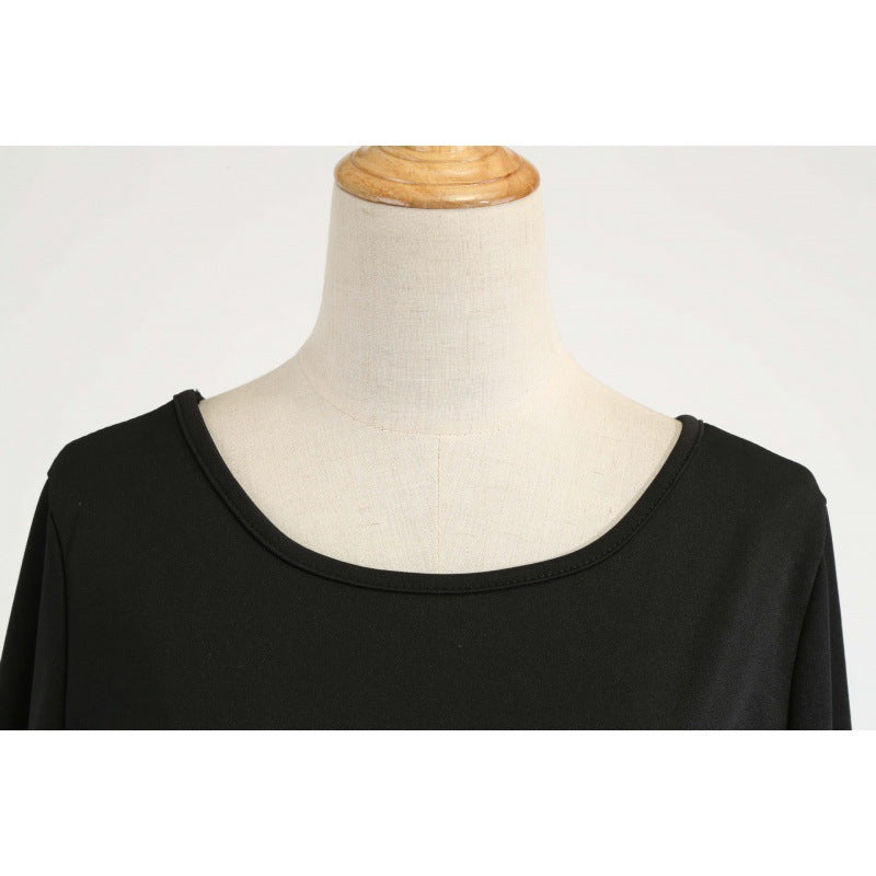 Damen Festliches Swingkleid mit Nikolausprint, tailliertem Satinband und gekreuztem Rückendetail EB