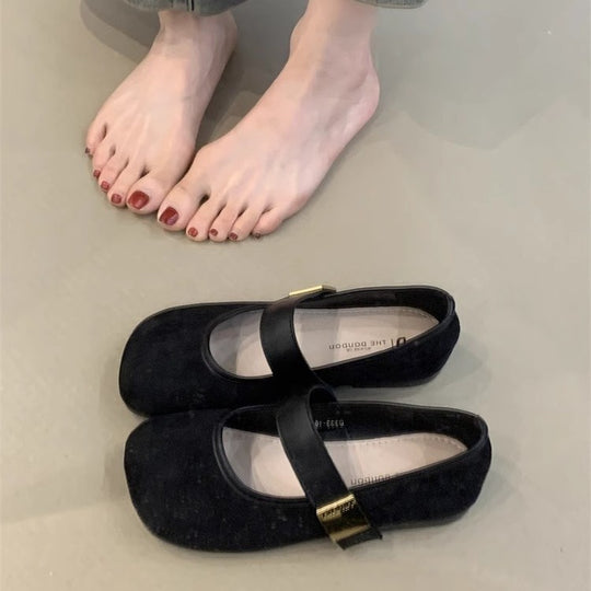Damen elegante Ballerina-Schuhe mit dekorativem Riemchen und komfortablem Fußbett EB