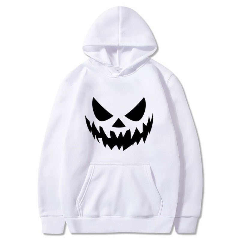 Unisex nan Kapuzenpullover mit gruseligem Kürbisgesicht-Print und Oversize Kängurutasche EB
