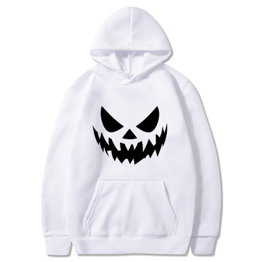 Unisex nan Kapuzenpullover mit gruseligem Kürbisgesicht-Print und Oversize Kängurutasche EB