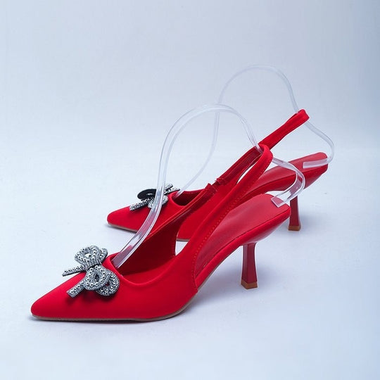 Damen Slingback Pumps mit funkelndem Schleifen-Detail EB