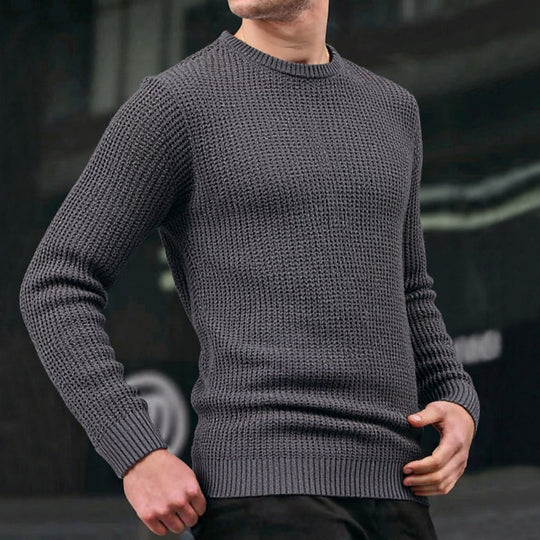 Herren lockerer Strickpullover mit Waffelmuster EB