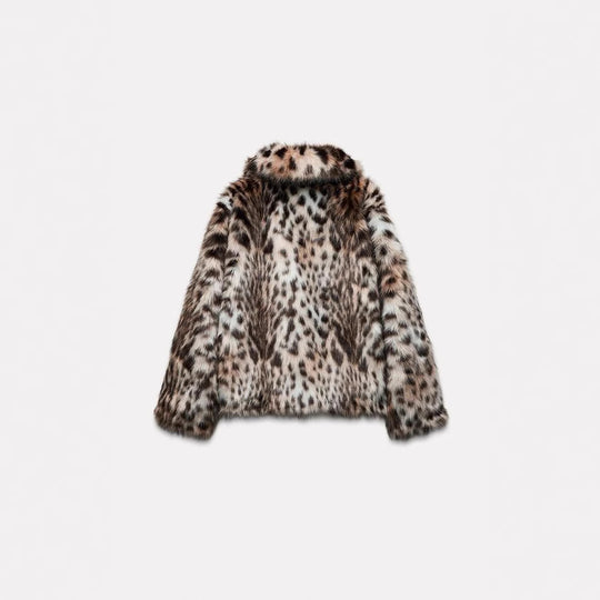 Damen Modische Leopardenmuster Kunstpelzjacke EB