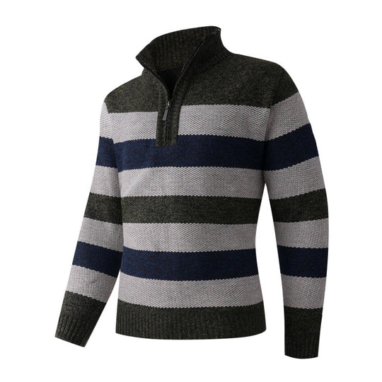 Herren modischer Stehkragen Pullover mit dekorativen Streifen EB