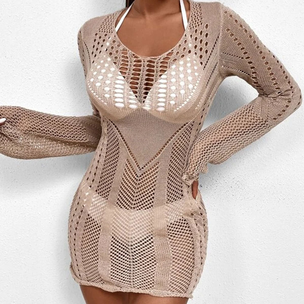 Damen elegantes gehäkeltes Strandkleid EB