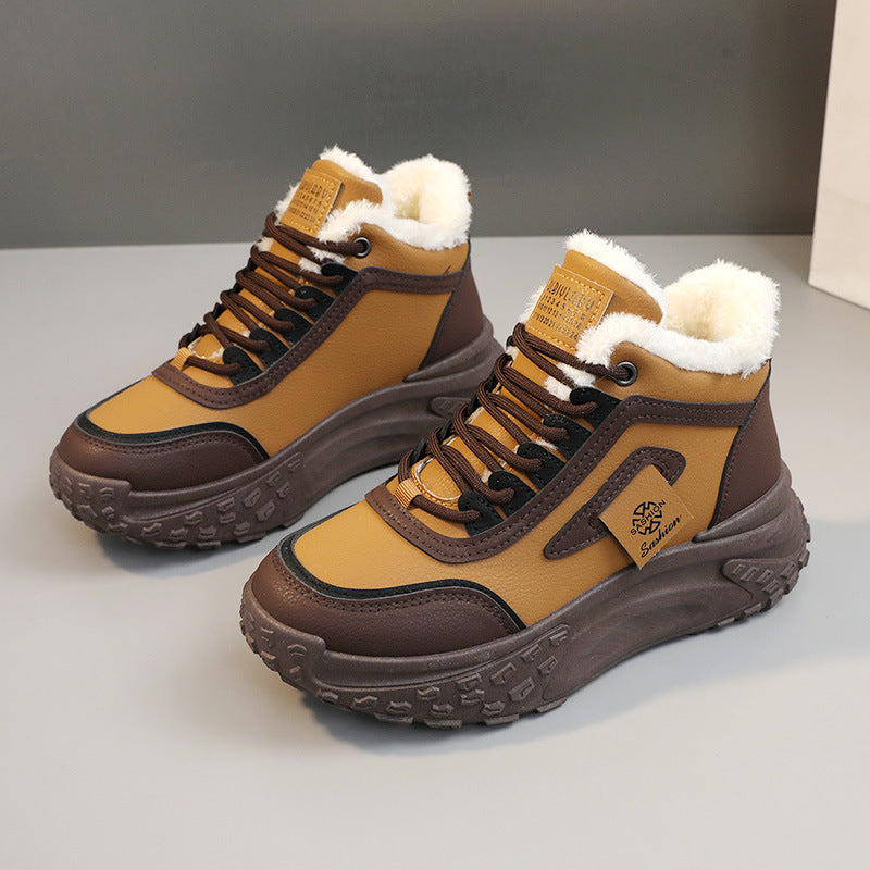 Damen modische Hochschnitt Sneakers mit warmem Futter und rutschfester Sohle EB