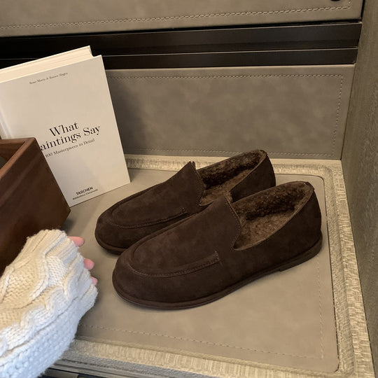 Damen Mokassins mit wärmendem Innenfutter und elegantem Wildleder-Design EB