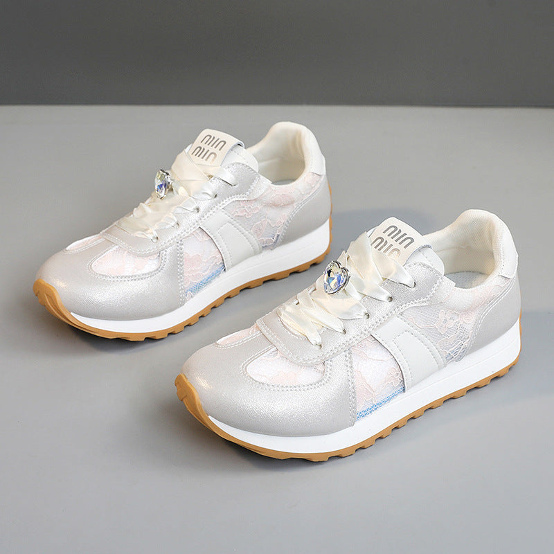 Damen sportliche Sneakers mit funkelndem Kristall und atmungsaktiver Oberfläche EB