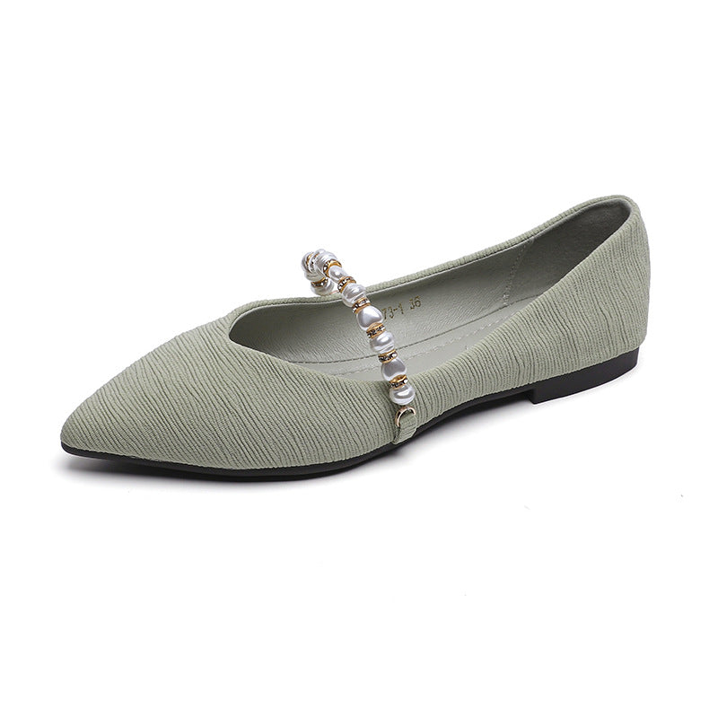 Damen Ballerinas mit modischer Perlen-Schnalle EB