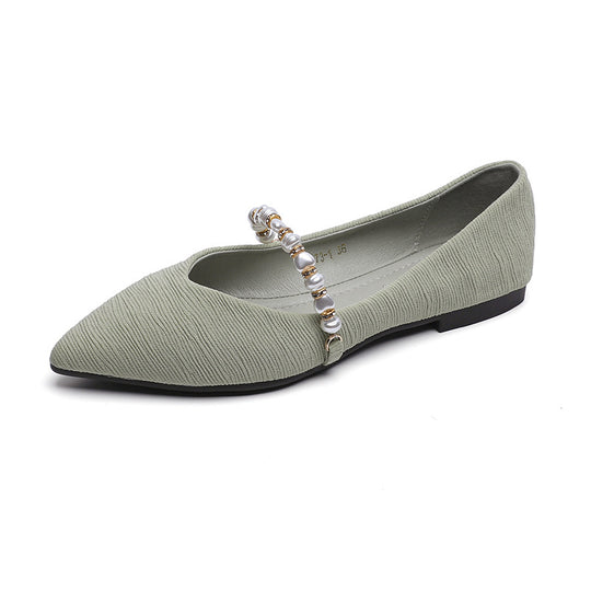 Damen Ballerinas mit modischer Perlen-Schnalle EB