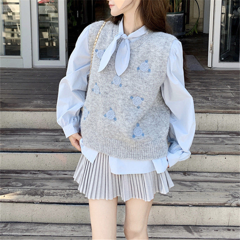 Damen Strickpullover mit floralem Muster EB