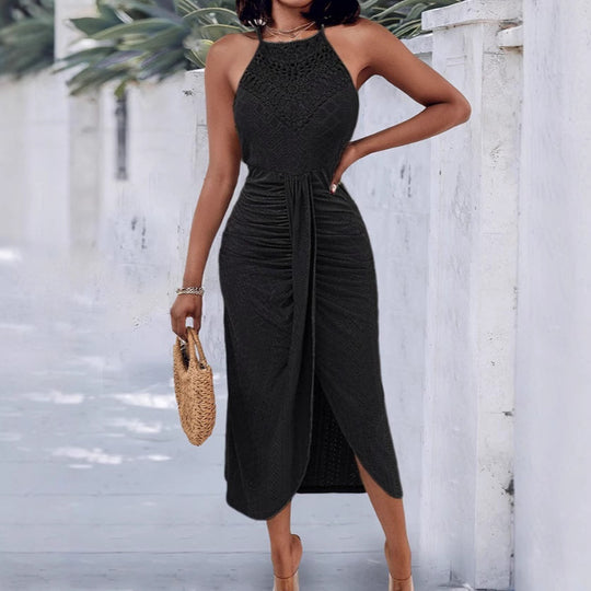 Damen Maxikleid mit geflochtenem Detail und elegantem Taillenschnitt EB