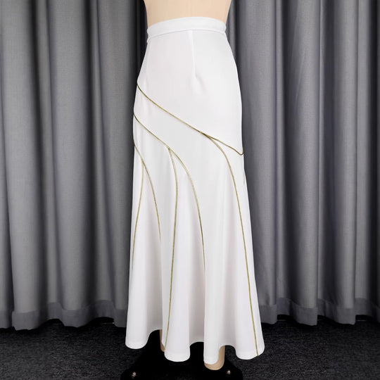 Damen eleganter Maxirock mit Goldakzenten EB