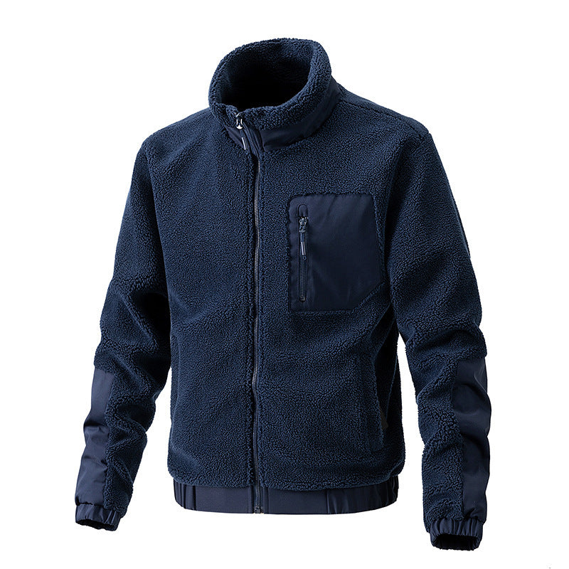 Herren Fleecejacke mit hochgeschlossenem Kragen und seitlichen Reißverschlusstaschen EB