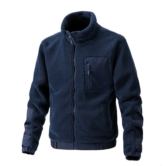 Herren Fleecejacke mit hochgeschlossenem Kragen und seitlichen Reißverschlusstaschen EB