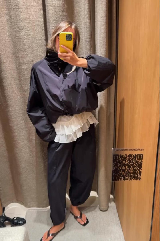 Damen Sportliche Jacke mit elegantem Rüschensaum EB