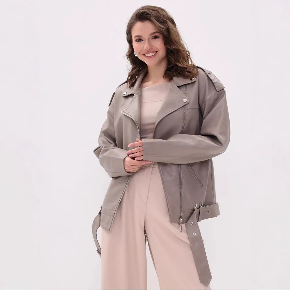 Damen modische Bikerjacke mit innovativen Details EB