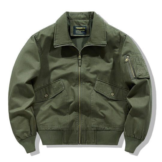 Men's  zip-front collared micro-ripstop bomber with angled seam hand pockets and elasticated cuff hem EB