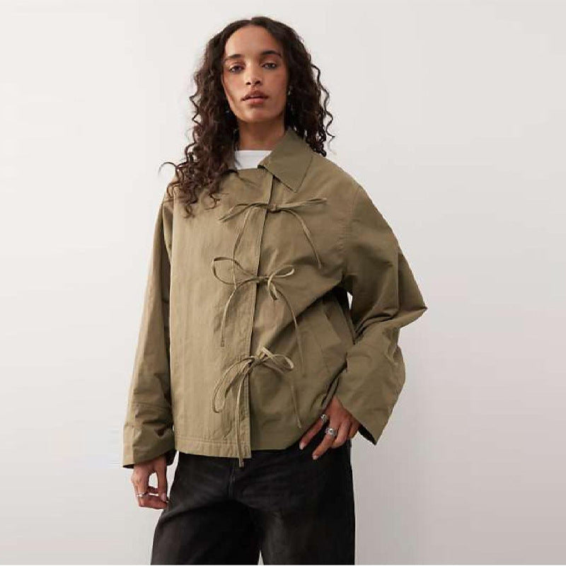 Damen Freizeitjacke mit modernen Bindegurten und lässigem Schnitt EB