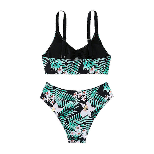 Damen Bikini mit floralem Design und komfortablem Hochschnitt EB