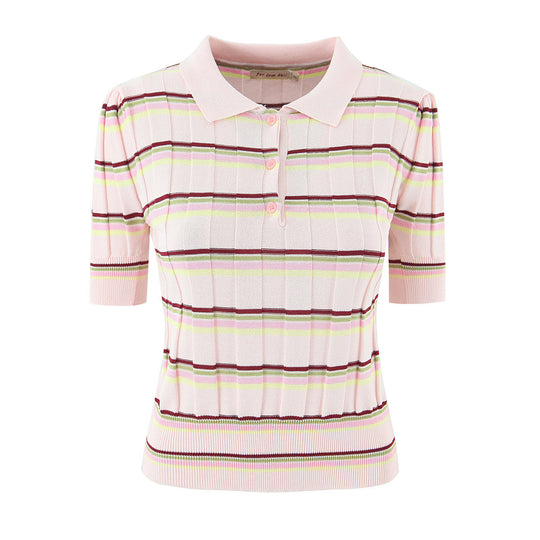 Damen Polohemd mit feinen Streifen und kurzen Ärmeln EB