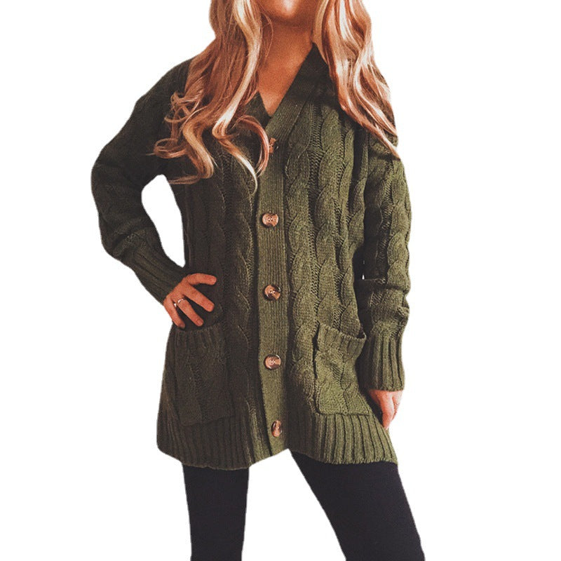 Damen Grobstrickjacke mit eleganten Knopfdetails und lässigem Schnitt EB
