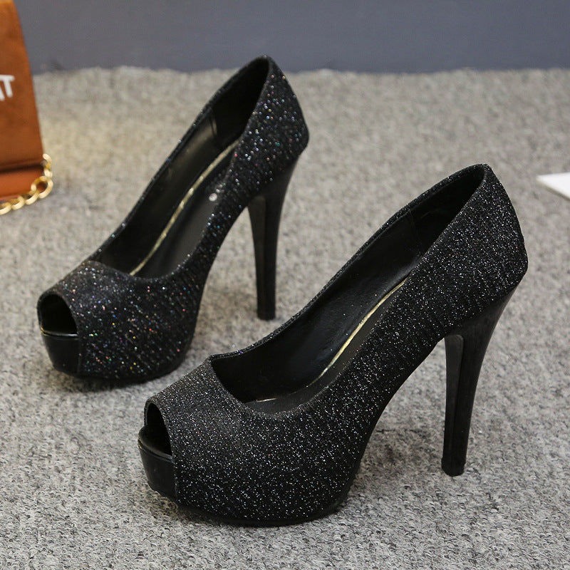 Damen Peep-Toe High Heels mit schickem Metallic-Akzent und bequemem Innenfutter EB