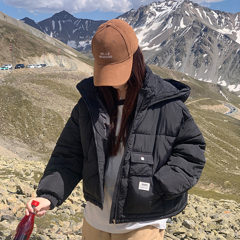 Damen Kuschelige Pufferjacke mit Kapuze und praktischen Taschen EB