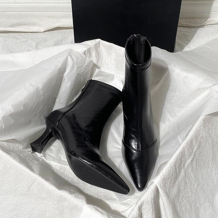 Damen Elegante High Heel Stiefeletten mit schmaler Silhouette und spitzem Design EB
