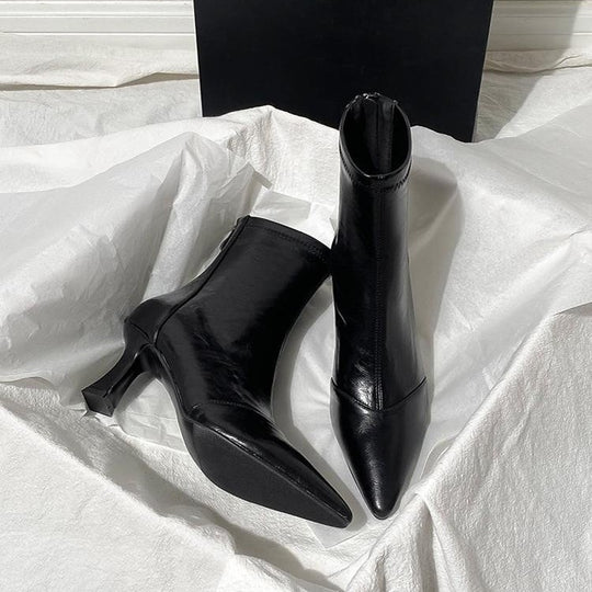 Damen Elegante High Heel Stiefeletten mit schmaler Silhouette und spitzem Design EB