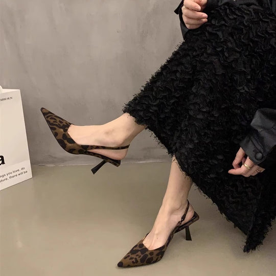 Damen Slingback-Pumps mit animalischem Print und feinem Absatz EB